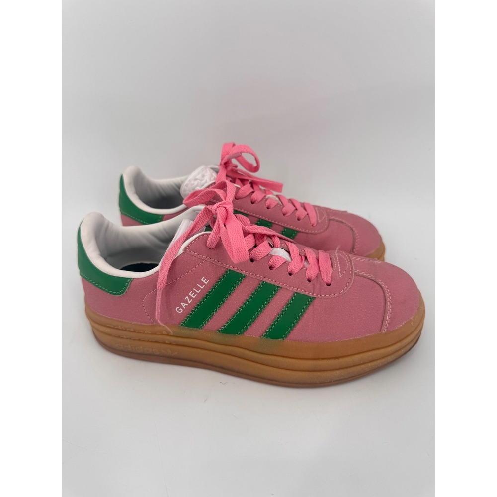 Adidas Gazelle Bold Sneakers Women 6.5 Pink Green Platform Suede IE0420